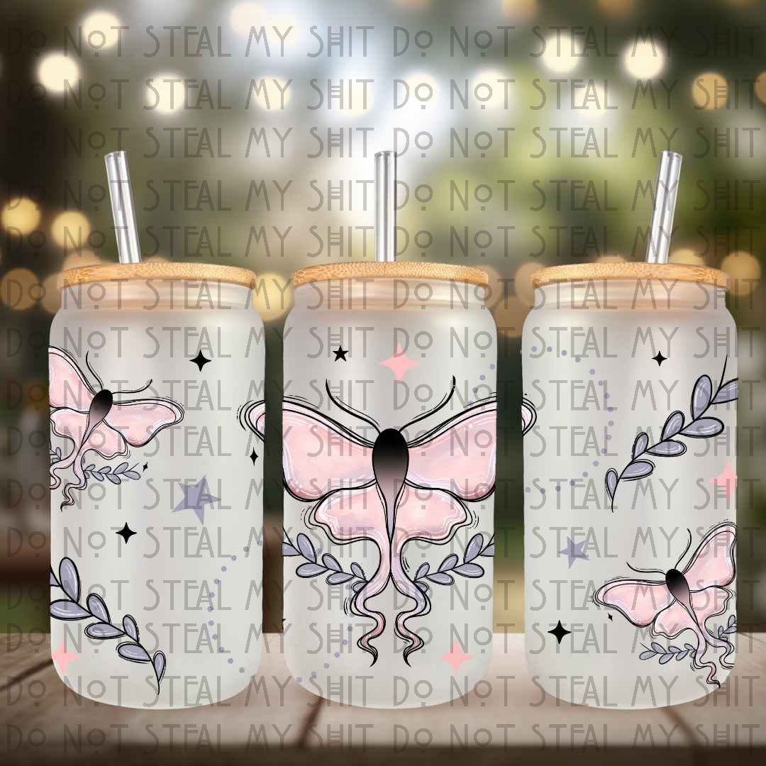 Botanical Moth Glass Can