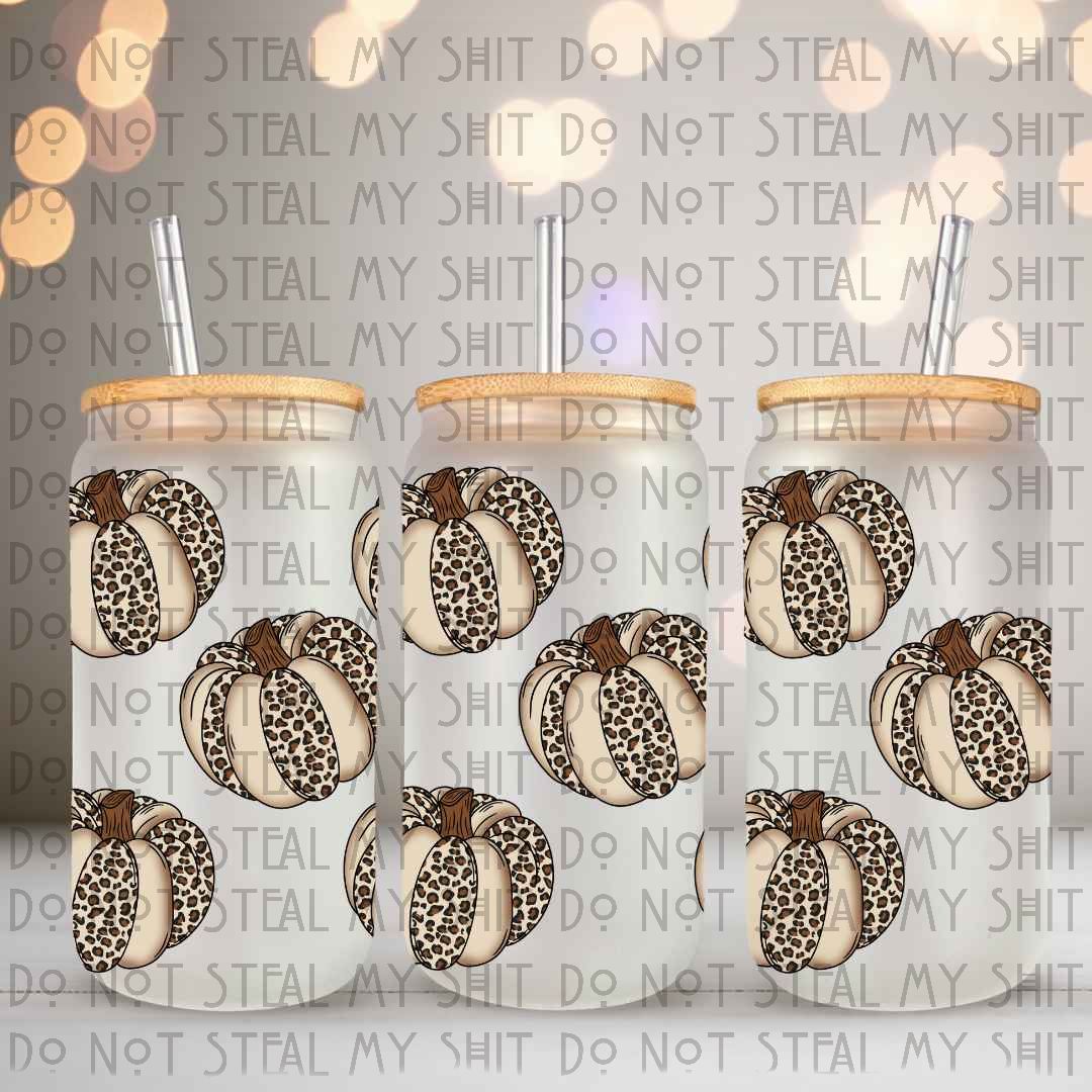 Cheetah Pumpkins Glass Can