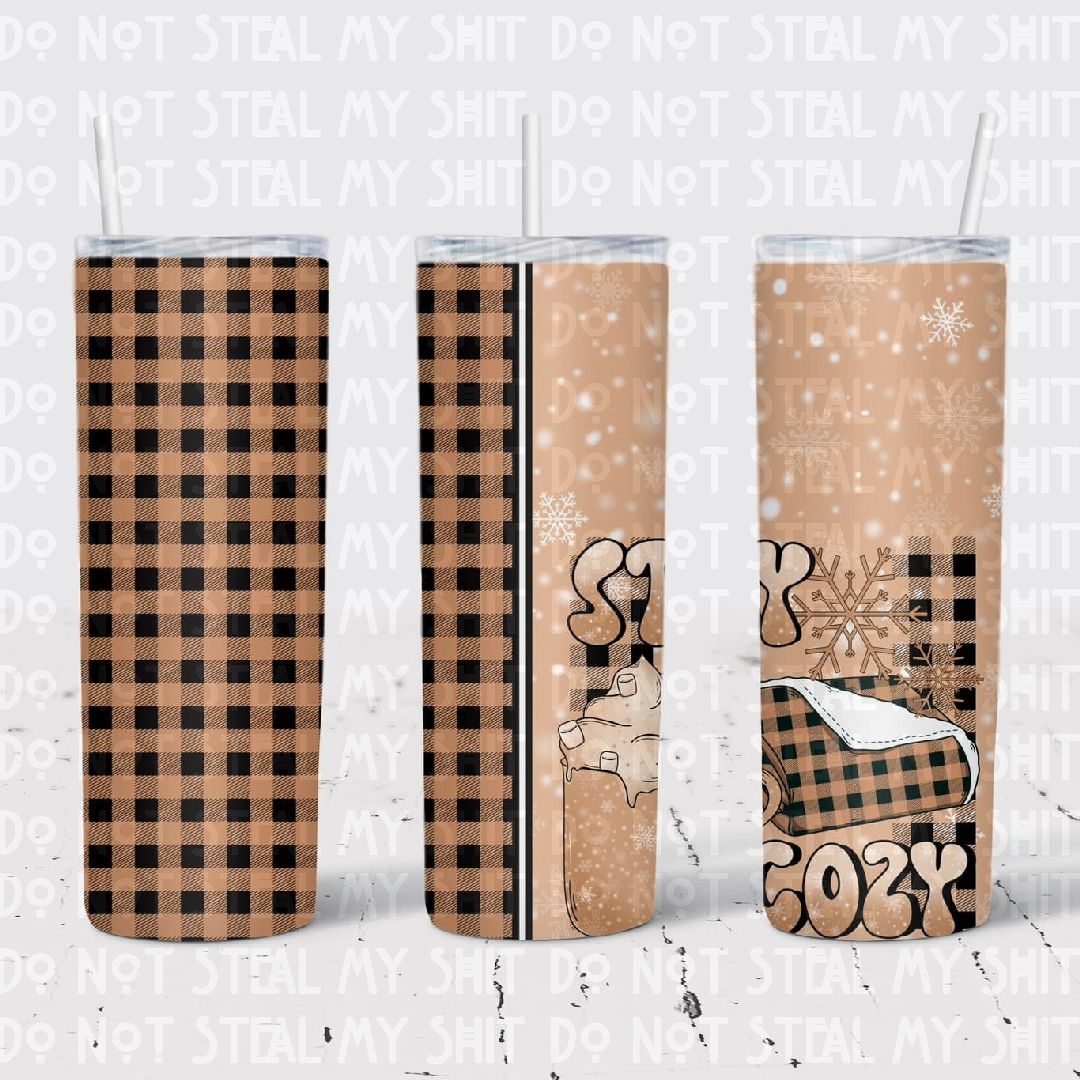 Cozy Blanket Plaid Brown Tumbler