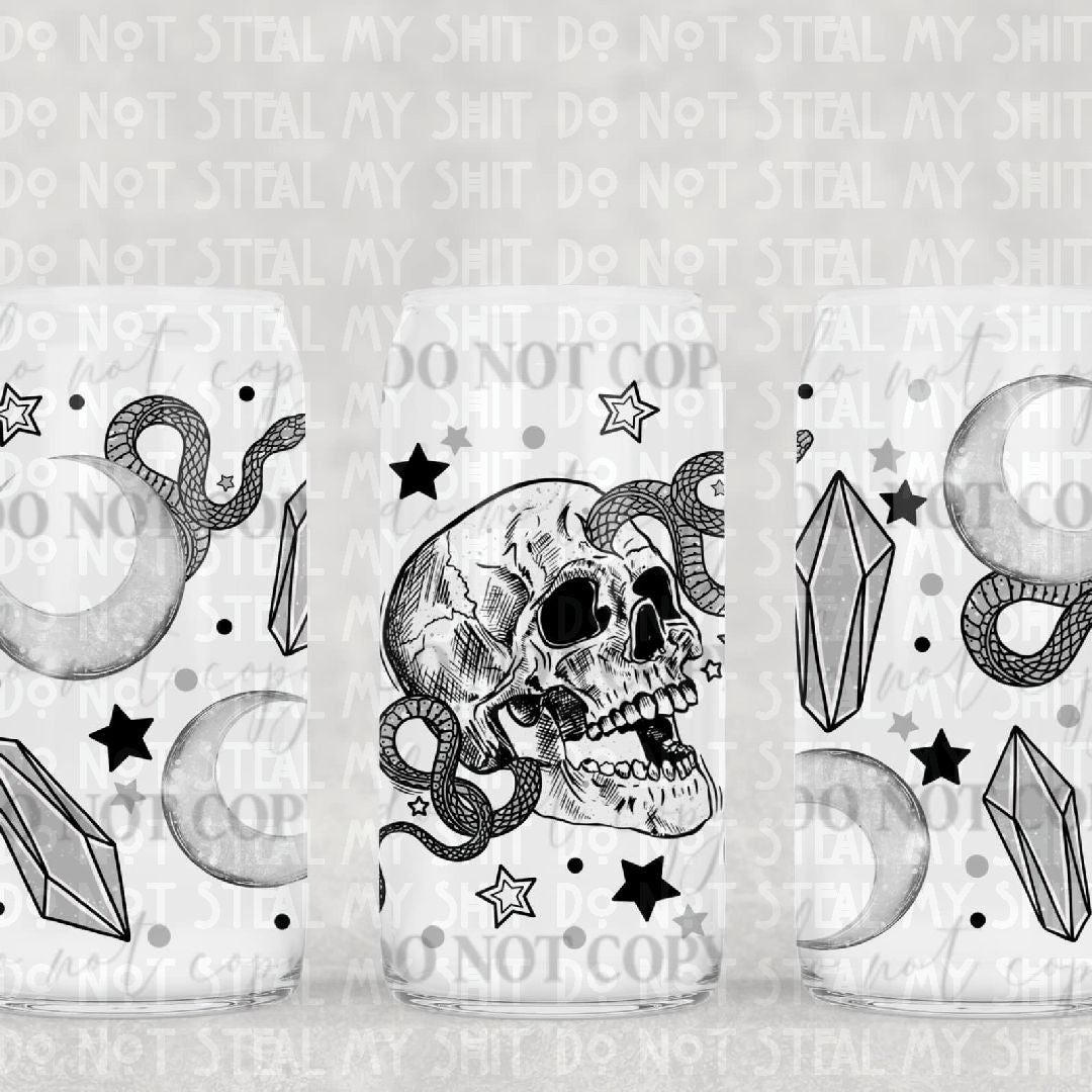 Crystal Skull Glass Can