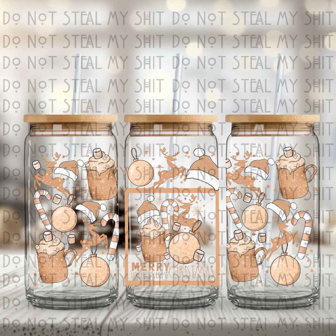 Merry Merry Christmas Glass Can