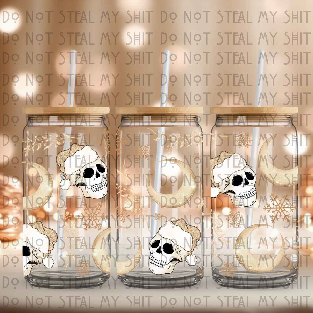 Santa Moon Skellie Glass Can