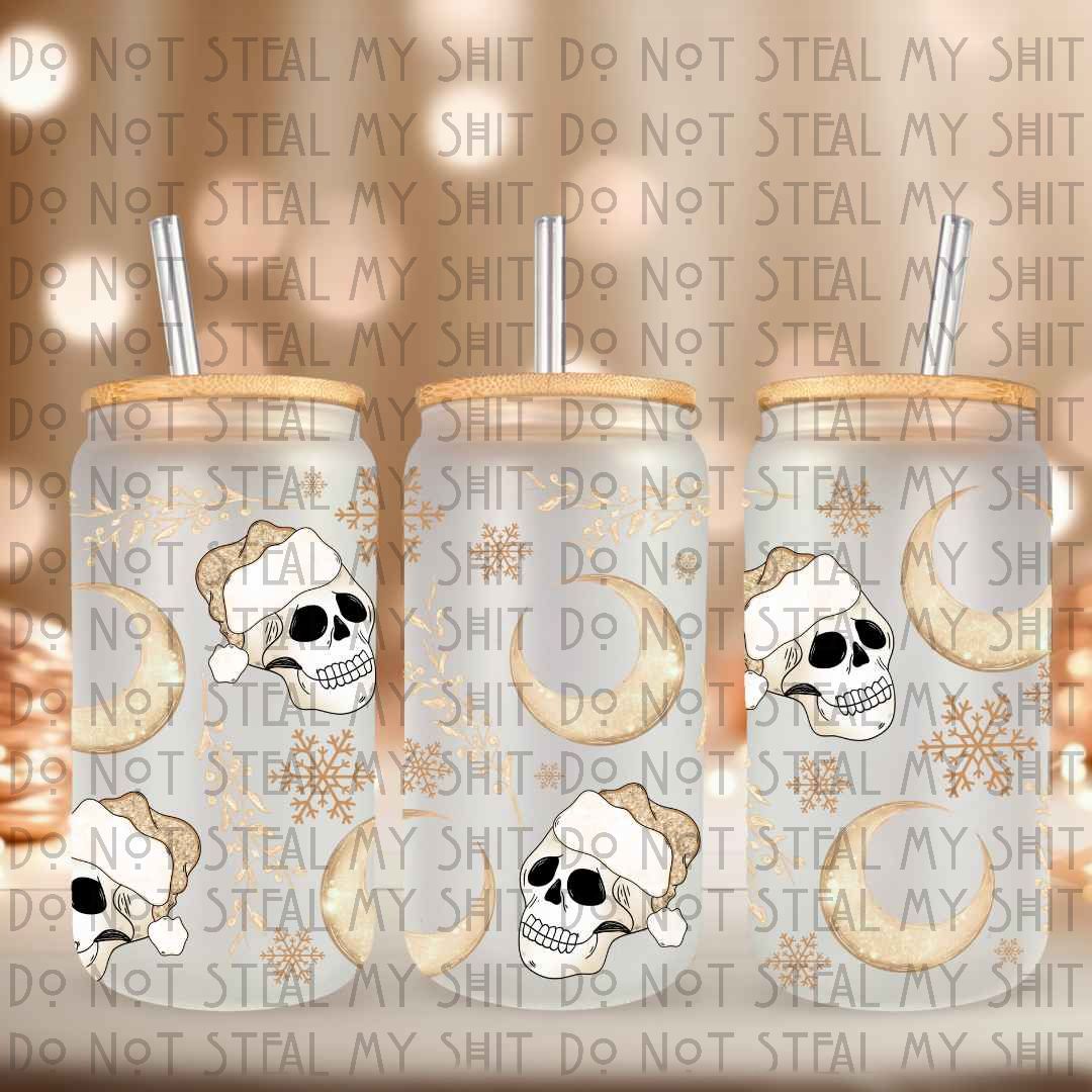 Santa Moon Skellie Glass Can