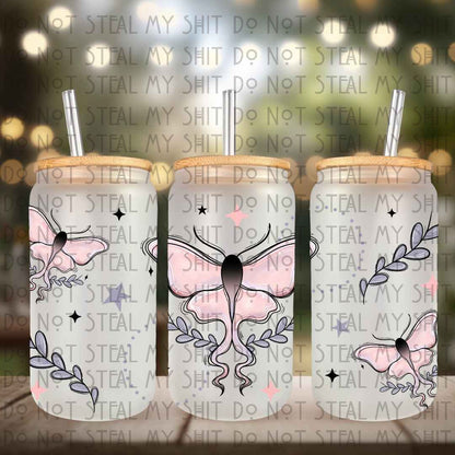 Botanical Moth Glass Can