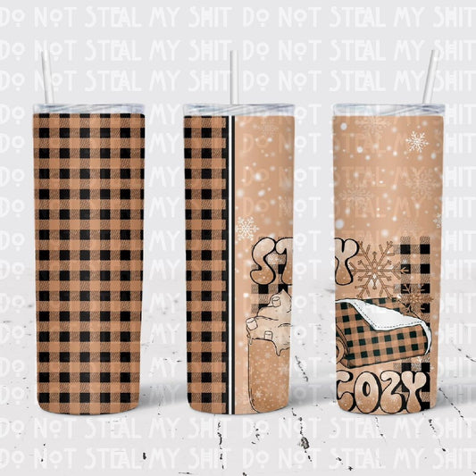 Cozy Blanket Plaid Brown Tumbler