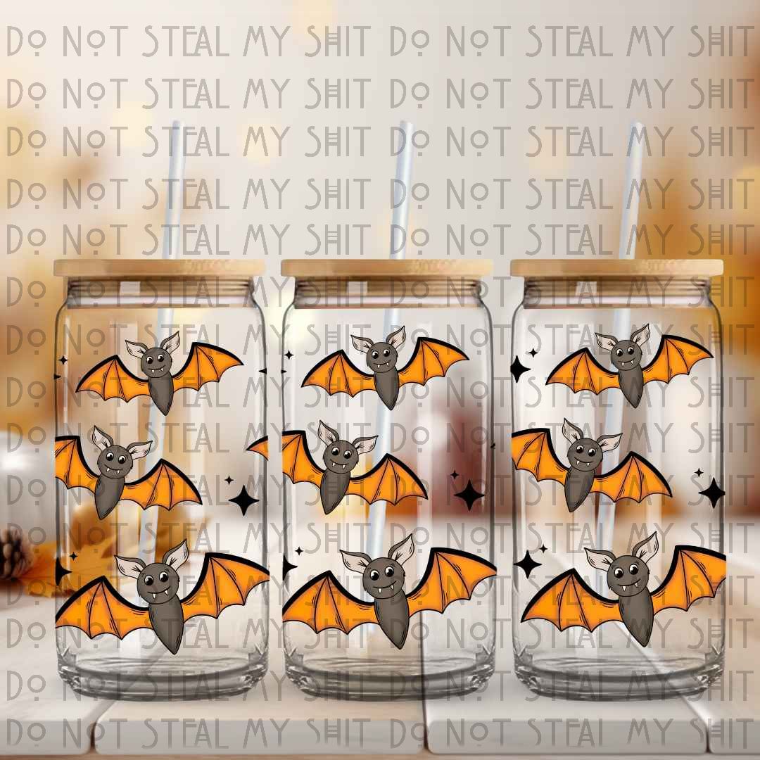Fall Bats Glass Can