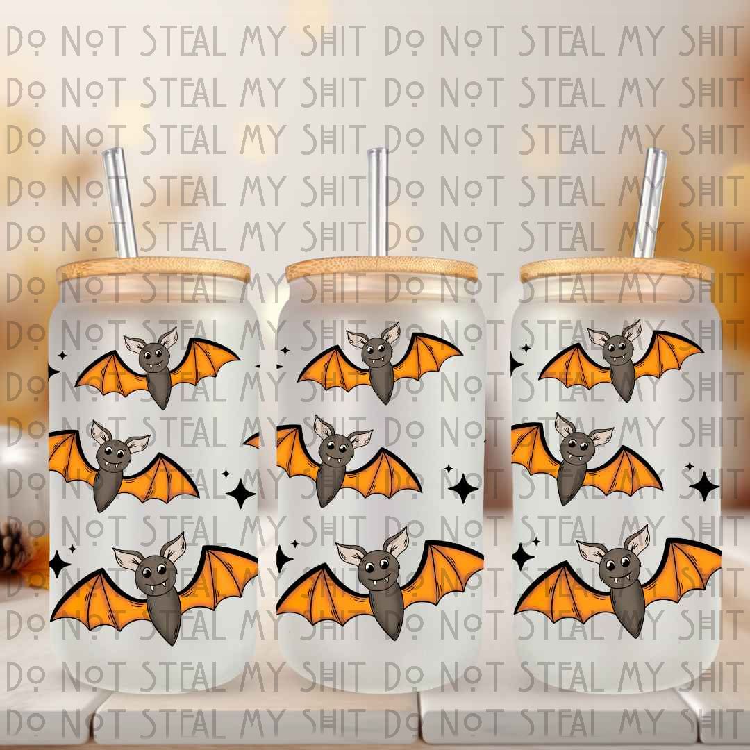 Fall Bats Glass Can