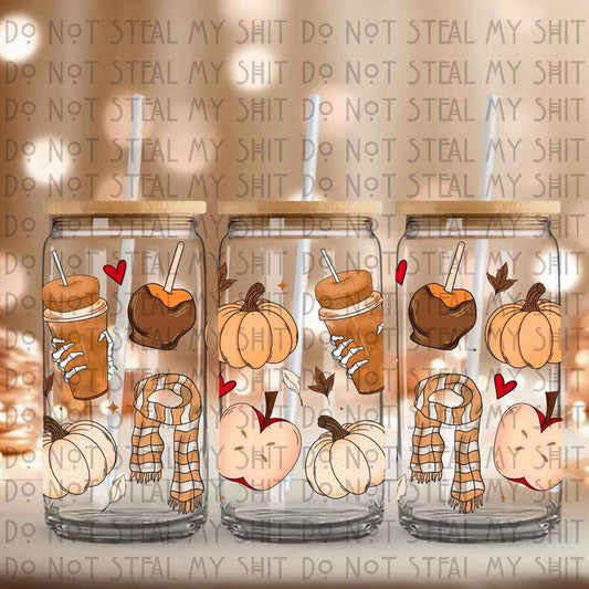 Fall Things Doodles Glass Can