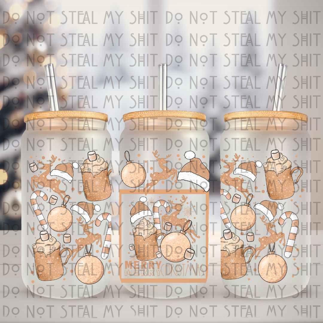 Merry Merry Christmas Glass Can