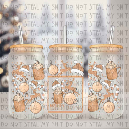 Merry Merry Christmas Glass Can