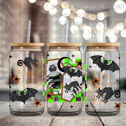 Poison Bats and Cats Glass Can
