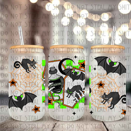 Poison Bats and Cats Glass Can