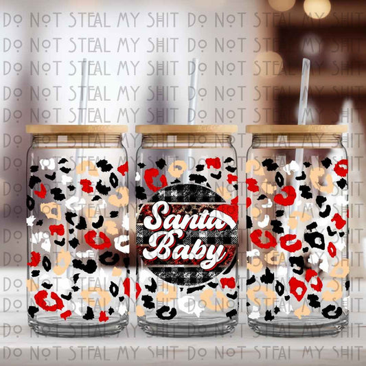 Santa Baby Glass Can