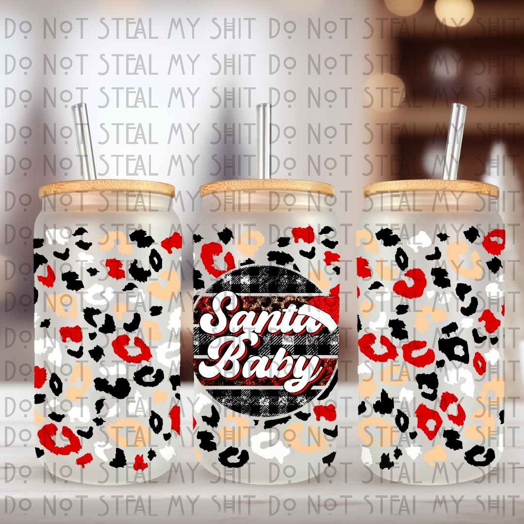 Santa Baby Glass Can