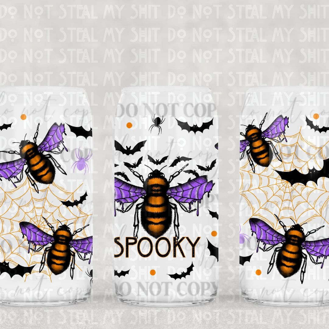 Spooky Bee Glass Can