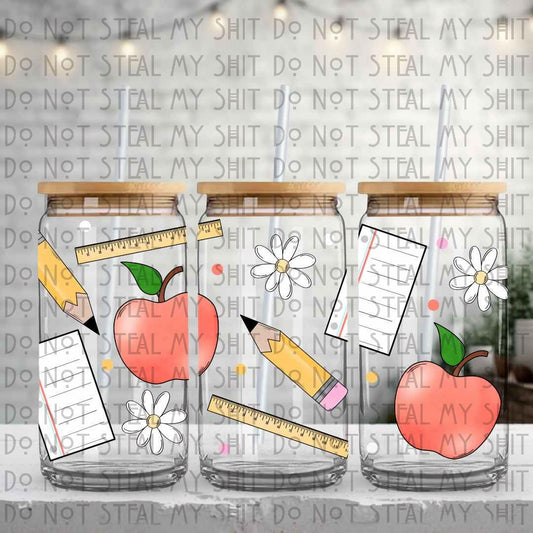 Teacher Doodles Glass Can