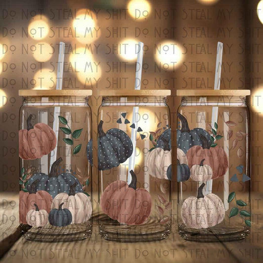 Watercolor Pumpkins Glass Can