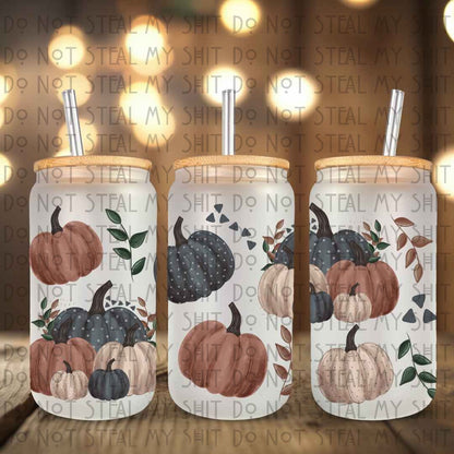 Watercolor Pumpkins Glass Can